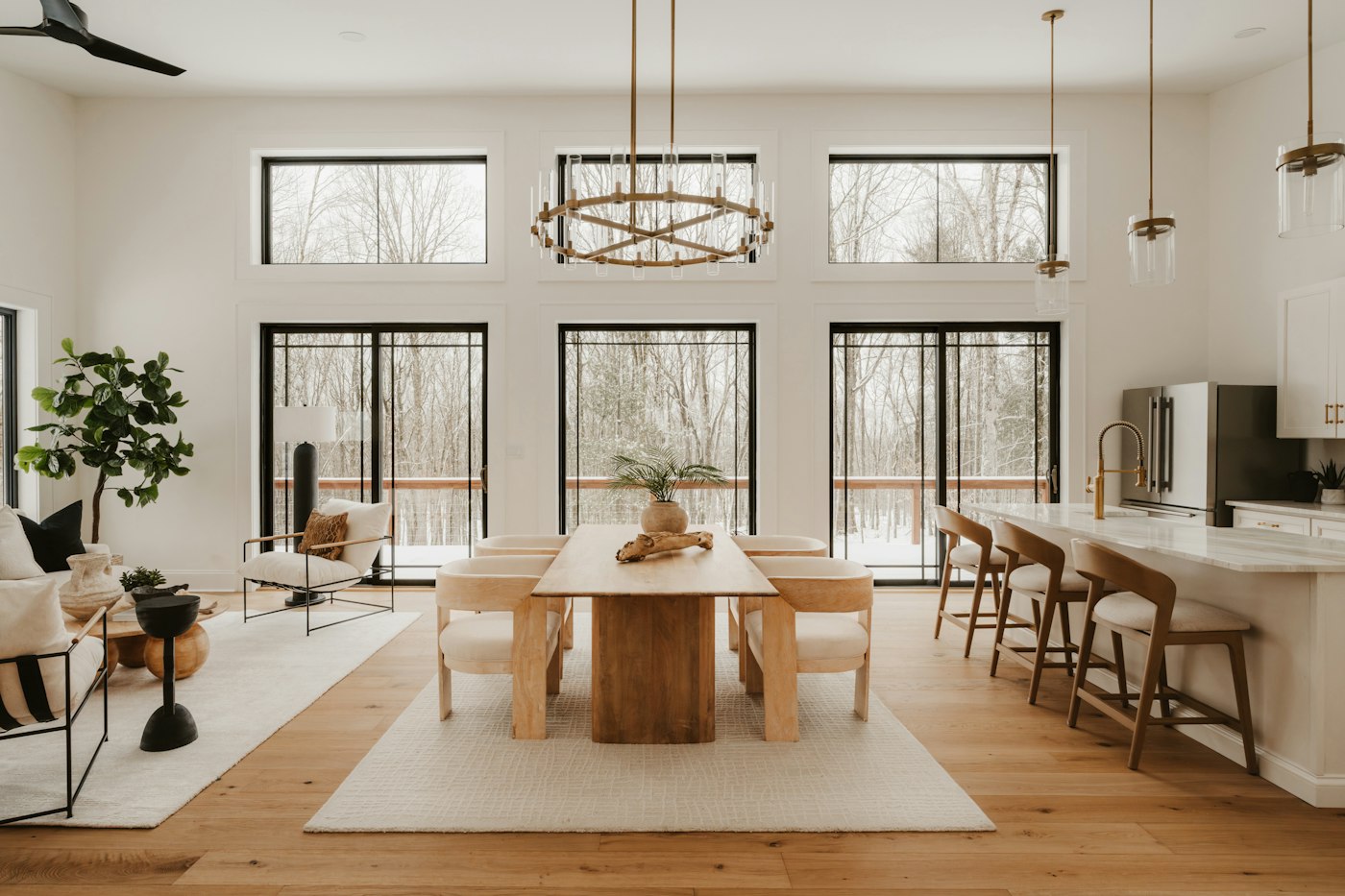 Contemporary 3BHK Villa dining and living area